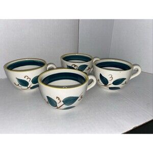 Set Of 4 Tea Cups by Stangl Pottery Terra Rose Fruit Pattern Leaves Trenton NJ